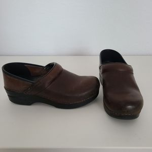 Dansko brown leather clogs